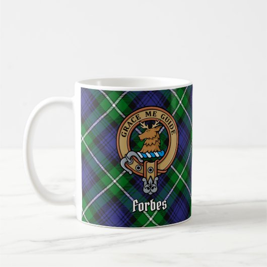 Mug Clan Forbes Crest sur Tartan (Gauche)