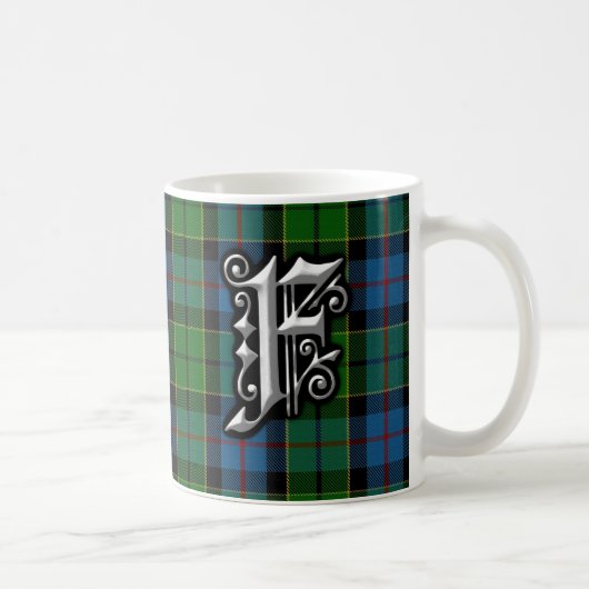 Mug Clan Forsyth Forsythe Lettre F Monogramme Tartan (Droite)