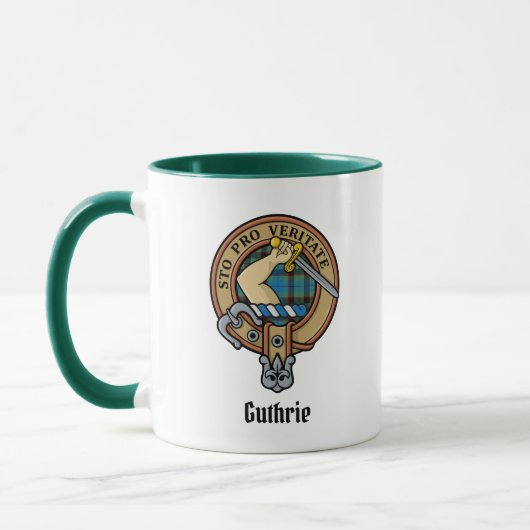 Mug Clan Guthrie Crest sur Tartan (Gauche)