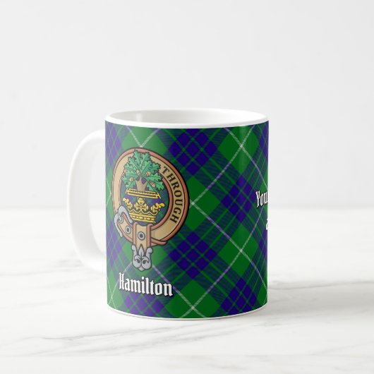 Mug Clan Hamilton Crest sur la chasse Tartan (Devant gauche)