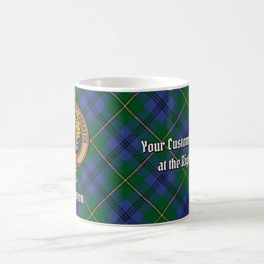 Mug Clan Johnston Crest sur Tartan (Centre)