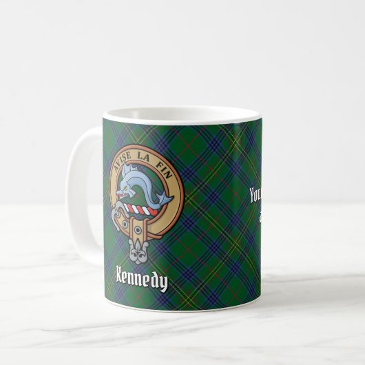 Mug Clan Kennedy Crest sur Tartan (Devant gauche)