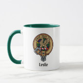 Mug Clan Leslie Crest sur la chasse Tartan (Gauche)