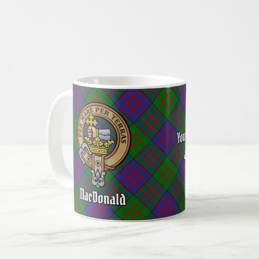 Mug Clan MacDonald Crest sur Tartan (Devant gauche)