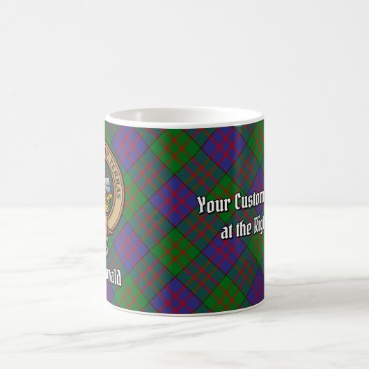 Mug Clan MacDonald Crest sur Tartan (Centre)