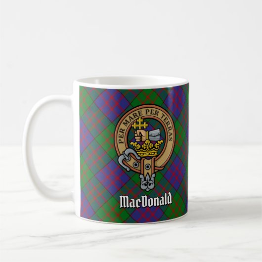 Mug Clan MacDonald Crest sur Tartan (Gauche)