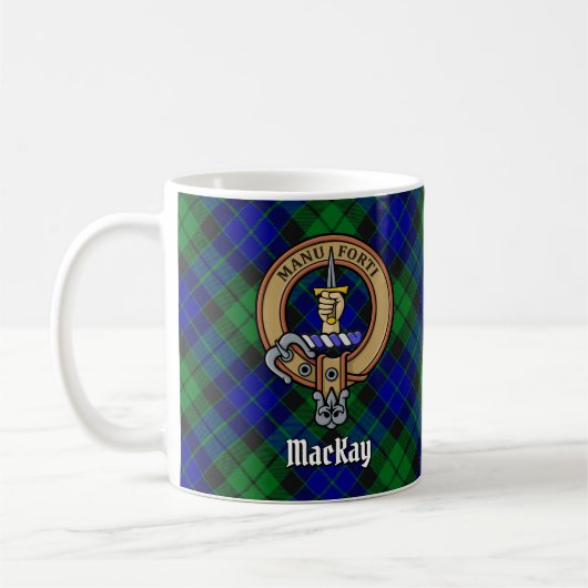 Mug Clan MacKay Crest sur Tartan (Gauche)