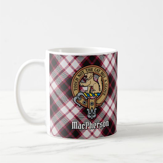 Mug Clan MacPherson Crest sur la chasse Tartan (Gauche)