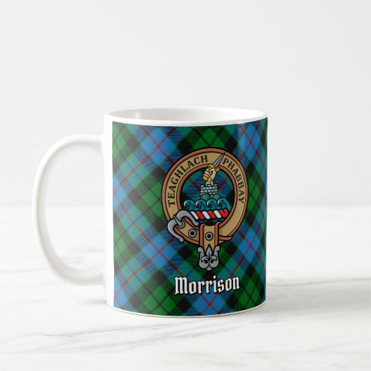 Mug Clan Morrison Crest sur la chasse Tartan (Gauche)