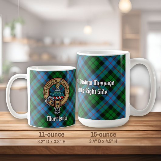 Mug Clan Morrison Crest sur la chasse Tartan