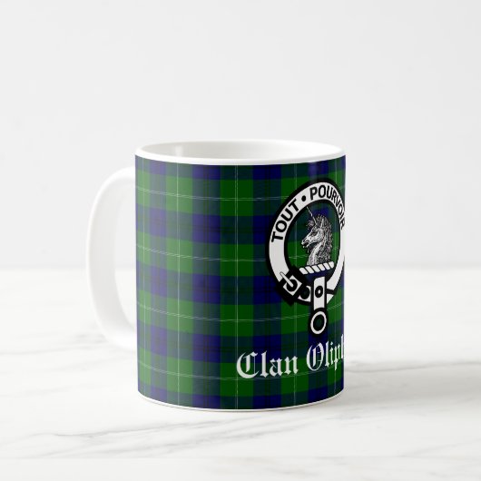 Mug Clan Oliphant Crest Badge et Tartan (Devant gauche)