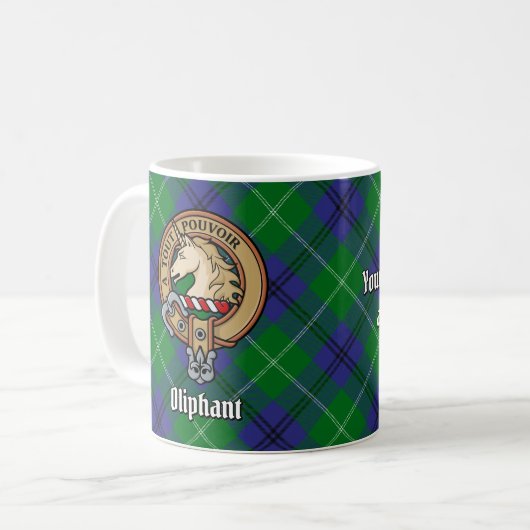 Mug Clan Oliphant Crest sur Tartan (Devant gauche)