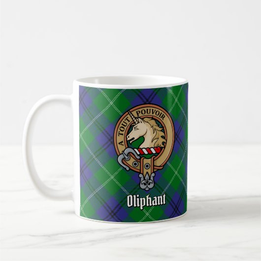 Mug Clan Oliphant Crest sur Tartan (Gauche)