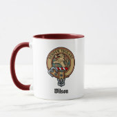 Mug Clan Wilson Crest au-dessus de Tartan antique (Gauche)