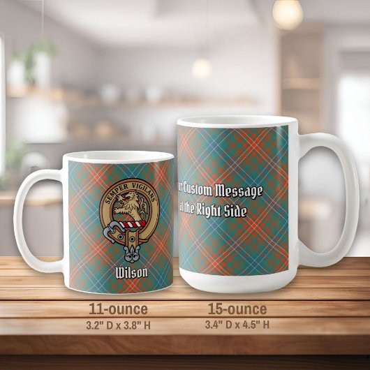 Mug Clan Wilson Crest au-dessus de Tartan antique