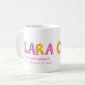 Mug Clara Girls nom signifiant étoiles de fleurs viole (Devant gauche)