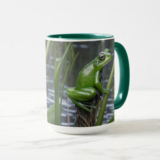 Mug "Clarté cristalline : Grenouille verte en verre su (Devant droit)