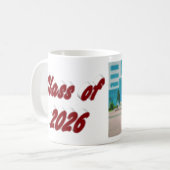 Mug Class of 2026 burgundy typography graduation photo (Devant gauche)