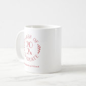 Mug Classe Année École Nom Emblème Rouge Diplômé (Devant gauche)