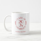 Mug Classe Année École Nom Emblème Rouge Diplômé (Gauche)