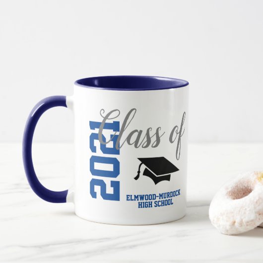 Mug Classe bleue personnalisée de l'école de cadeaux 2 (Avec donut)