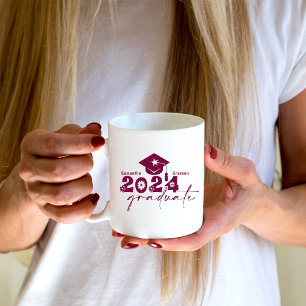 Mug Classe de diplômés personnalisés de 2024 Maroon