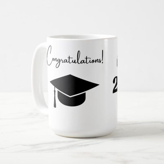 Mug Classe de félicitations de 2025 noir et blanc (Devant gauche)