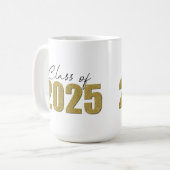 Mug Classe de Parties scintillant d'or de 2025 (Devant gauche)