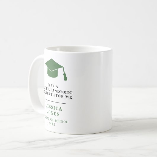 Mug Classe de plafond de graduation verte de la pandém (Devant gauche)