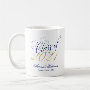 Mug Classe d'or de script Blue de 2021