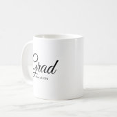 Mug Classe Grad de 2024 noir blanc script personnalisé (Devant gauche)