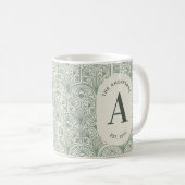 Mug Classé sauge vert famille monogramme élégant cornh (Devant droit)