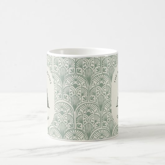 Mug Classé sauge vert famille monogramme élégant cornh (Centre)