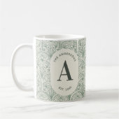 Mug Classé sauge vert famille monogramme élégant cornh (Gauche)