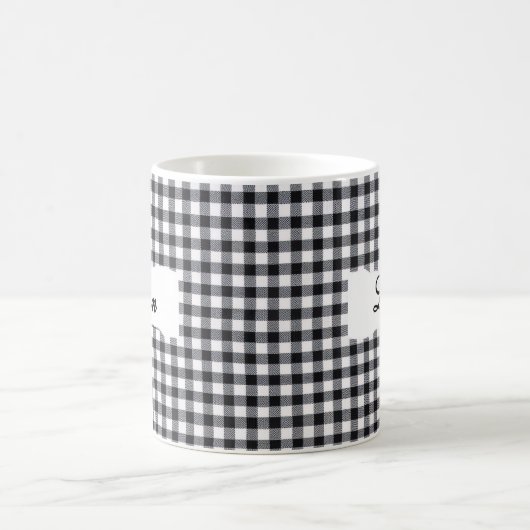 Mug Classic Black Gingham Personalized Name  (Centre)