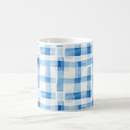 Mug Classic Blue and White Gingham Checkered Pattern (Centre)
