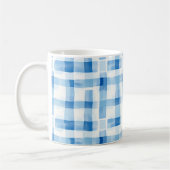Mug Classic Blue and White Gingham Checkered Pattern (Gauche)