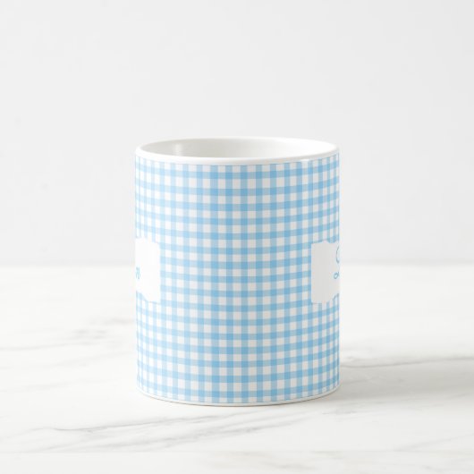 Mug Classic Blue Gingham Personalized Name  (Centre)