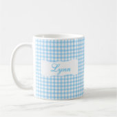 Mug Classic Blue Gingham Personalized Name  (Gauche)