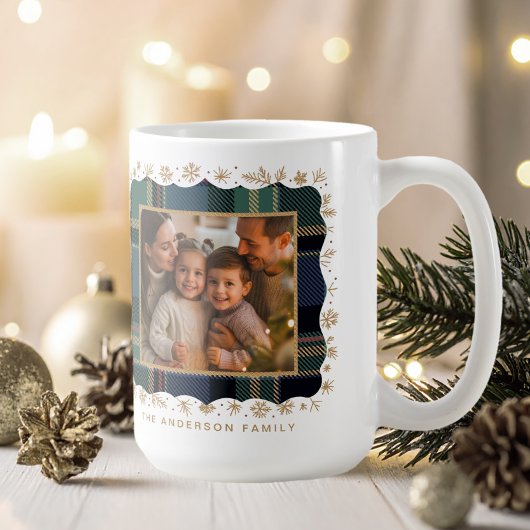 Mug Classic Christmas Blu Plaid Photo Template ID1141B