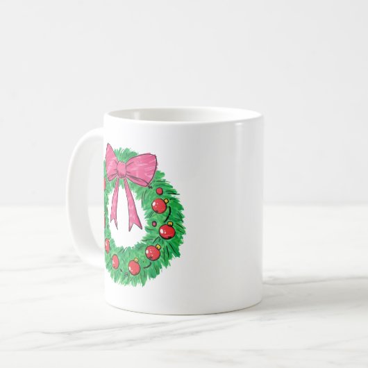 Mug Classic Christmas Wreath with Bow (Devant gauche)