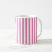 Mug Classic Cute Rose et Blanc Vertical strié (Devant droit)
