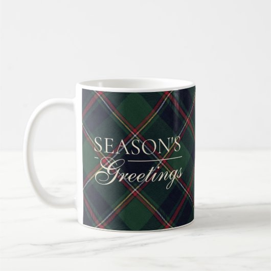 Mug Classic Dark Blue Red Green Plaid Pattern Two-Tone (Gauche)