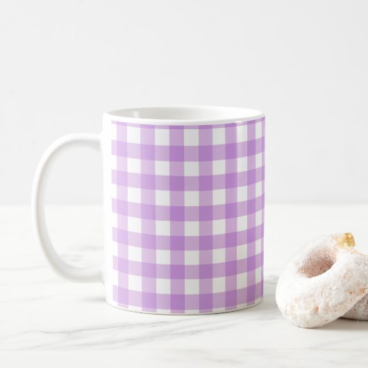 Mug Classic En vichy Vérifier Plaid Motif Lilac (Avec donut)