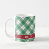 Mug Classic Green Argyle Plaid Preppy Family Name (Gauche)