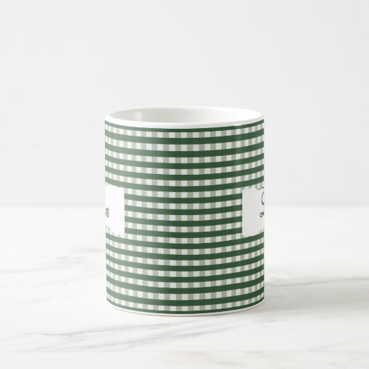 Mug Classic Green Gingham Personalized Name  (Centre)