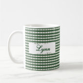Mug Classic Green Gingham Personalized Name  (Gauche)