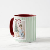 Mug Classic Green Stripes Red Bow Christmas (Devant gauche)
