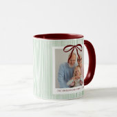 Mug Classic Green Stripes Red Bow Christmas (Devant droit)