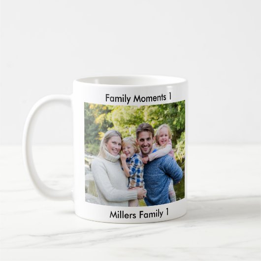 Mug Classic Modern Two Photo Minimalist Family Keepsak (Gauche)